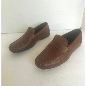 Geox Respira Brown Leather Penny Loafers Moccasin Flat Comfort Driving‎ Shoes 10